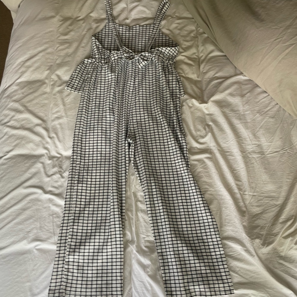 White and black checkered cute kids romper